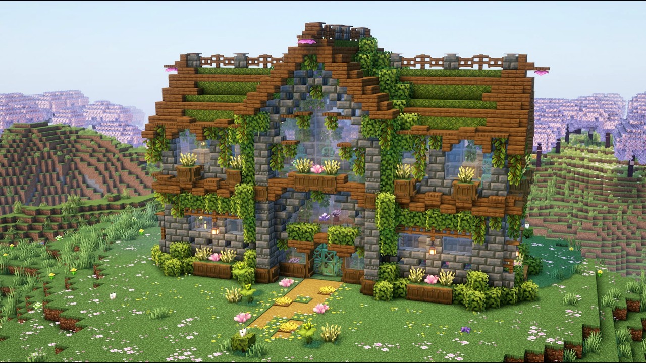 Beautiful Fantasy Greenhouse with Bee Farm | Minecraft Build