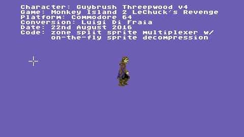 Monkey Island 2 demo on the Commodore 64: Updated animation for Guybrush Threepwood - Sidewalking