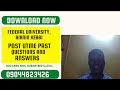 federal university birnin post utme past questions, FUBK post utme past question pdf,FUBK post utme