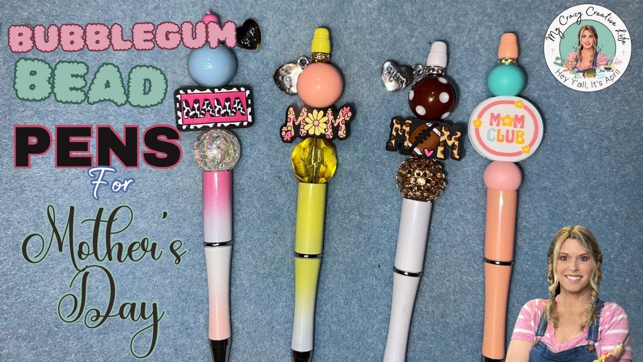 💐Bubblegum Bead Pens. Great Mother's Day gift!! 💐 #bubblegumbeadpens #mothersdaygift #jewelry #craft