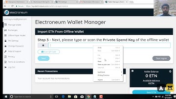 Electronium ETN transfer from paper wallet to online wallet