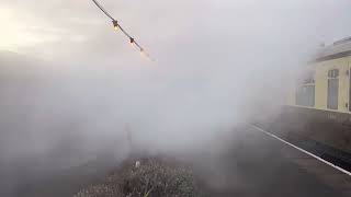 Kettle pulls away while Class 40106 whistles away with the steam heat boiler going well