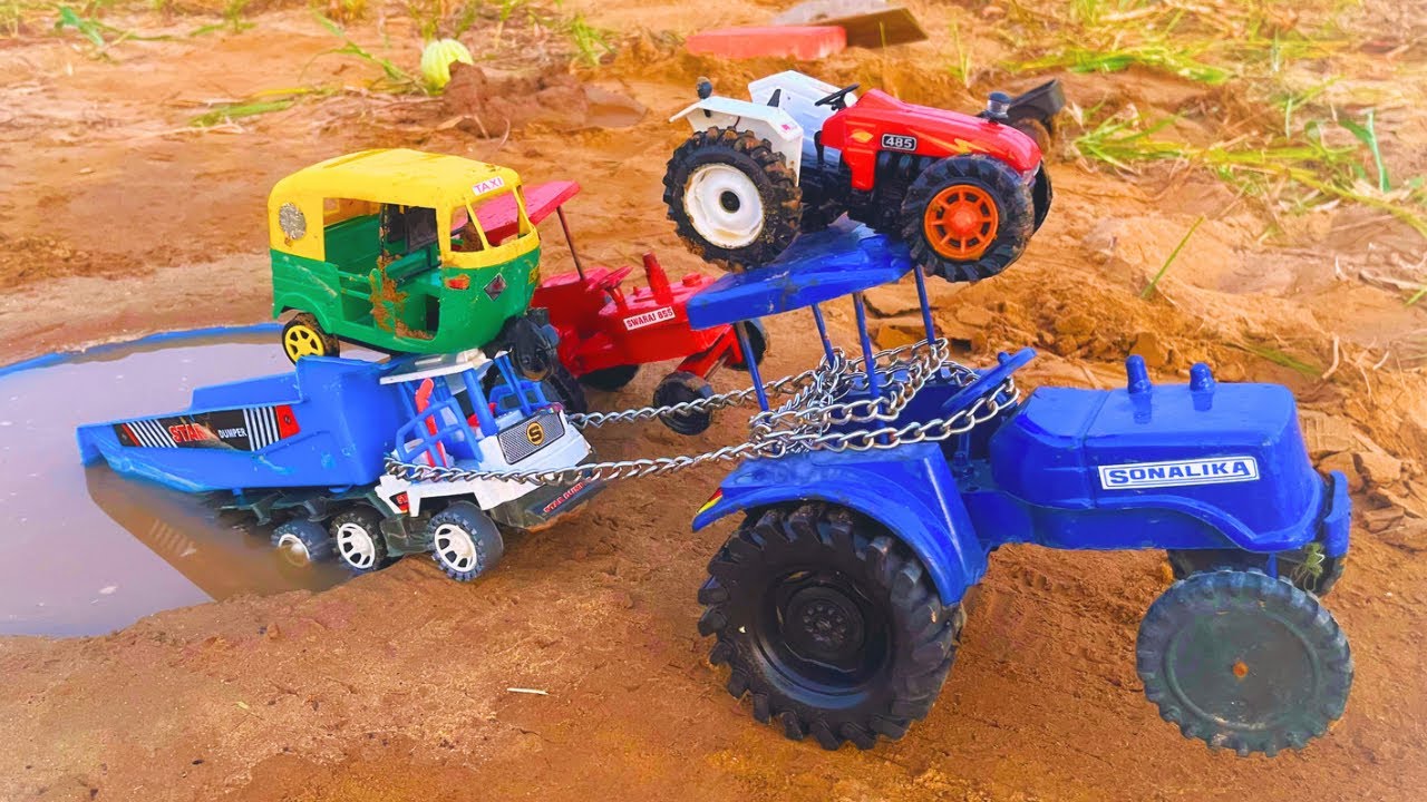 Biggest truck mudding help with toys mini auto rickshaw tractor loading wala khilona