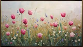 Floral Art Gallery | Vintage Wildflower Meadow Oil Painting | Gold Framed Art Screensaver for TV