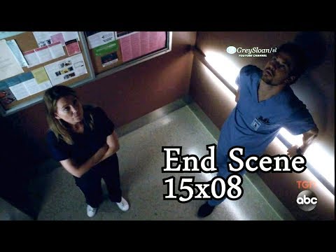 Grey's Anatomy 15x08 Ending Scene Stuck in Elevator Meredith & Deluca - Amelia Teddy & Owen