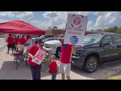 ATampT workers protesting in Macon as part of 9state strike