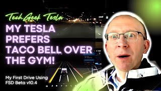 Tesla FSD Beta v10.4 - Accidentally Takes me Through a TACO BELL Drive Thru Instead of the Gym!
