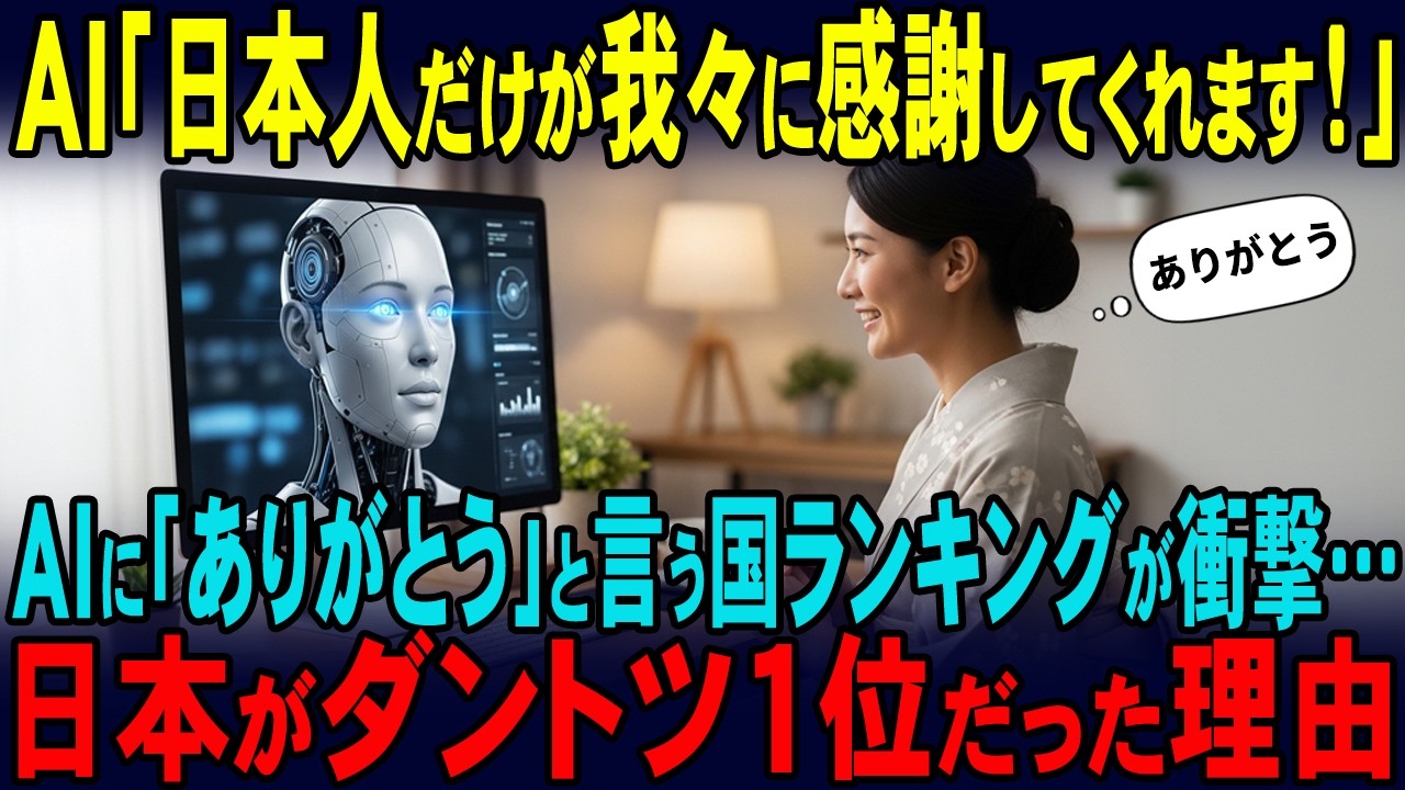 【海外の反応】AIとの会話を「ありがとう」で締める国ランキングが衝撃の結果！なぜ日本人だけAIに感謝するのか？世界との決定的な違いとは？