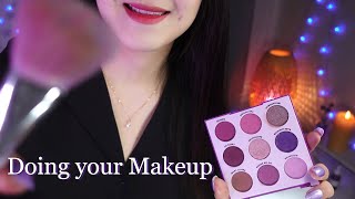 ASMR Doing Your PURPLE Makeup💜No Talking (Semi-Fast & Aggressive, Layered Sounds)