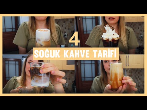 SOĞUK KAHVE TARİFLERİ/Makinesiz/ Ice Latte , Karamelli Frappe, White Chocolate mocha, Ice Americano