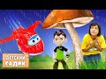 Герои мультиков в детском садике - Супер крылья Джетт и Бен Тен собирают грибы - Видео для детей