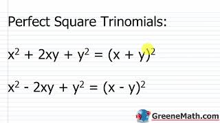 Algebra 2 Lesson #46 Factoring Special Cases