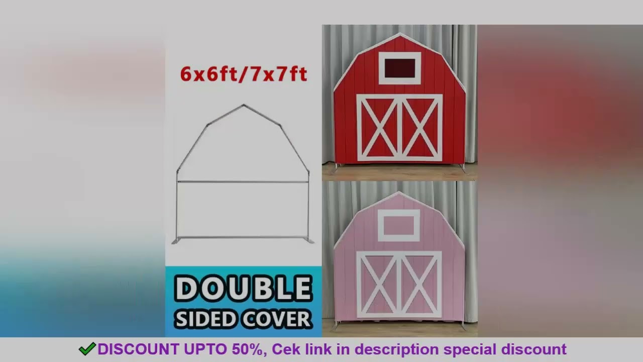 Barn Arch Party Stand, Double Sided Printed House Backdrop, Customizable Cover for Farm Party, Baby