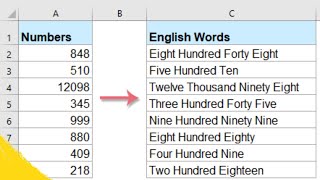 Convert number to words in excel