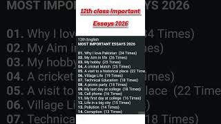12th class English most imp Eassy guess 2026 #exam #shortvideo #shorts