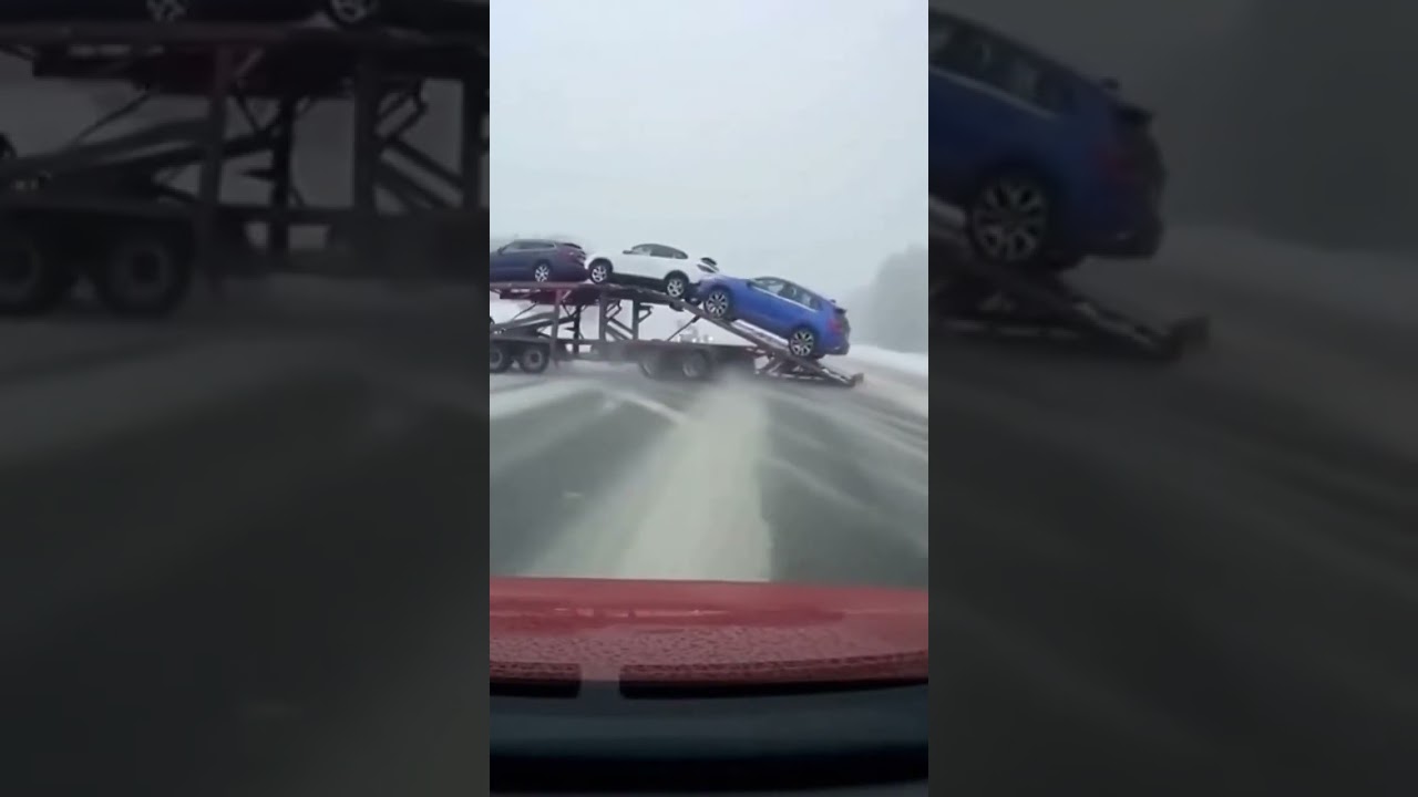 Dashcam Truck Jackknifes on Icy Highway! 😱