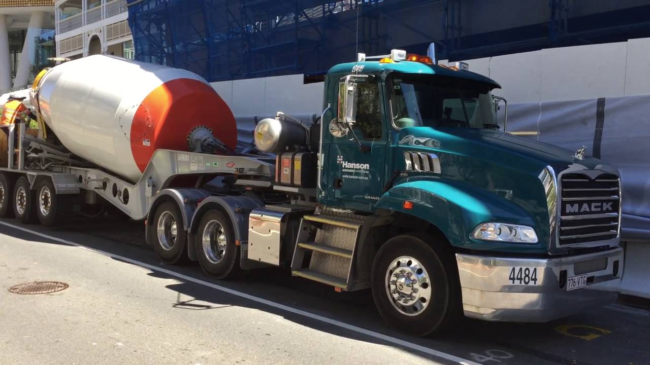 Massive cement truck at a construction site YouTube