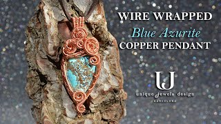 Blue Azurite Copper Pendant, DIY wire-wrapping, wire-weaving techniques, How I create my jewelry