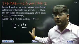 Sucrose hydrolyses in acidic medium into glucose and fructose by first order rate law with t1/2=3