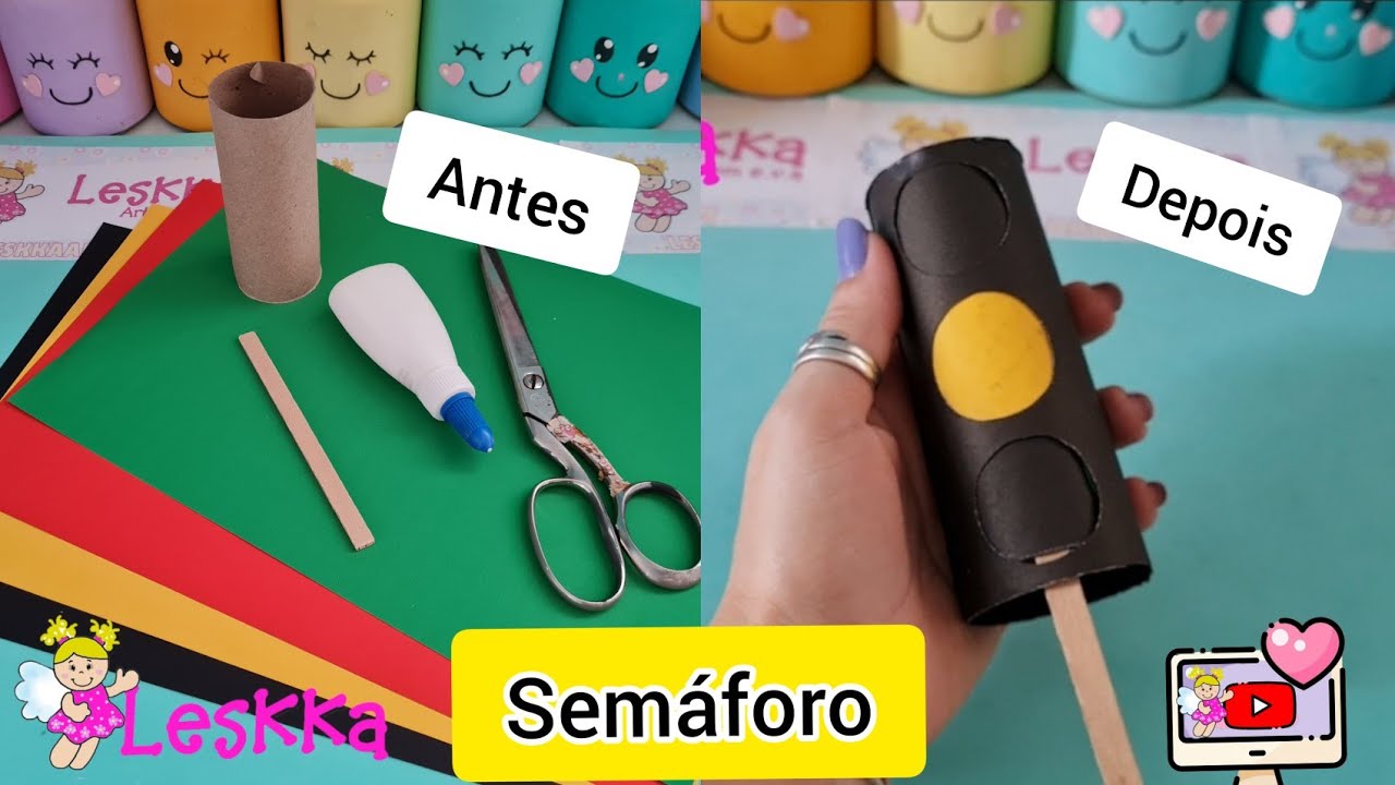 DIY - RECICLAGEM ROLO DE PAPEL HIGIÊNICO - SEMÁFORO PRA A SEMANA DO TRÂNSITO