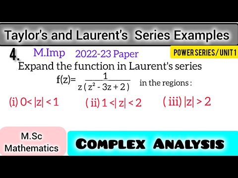 eg. 4 #laurentseries f(z) = ( 1/ ( ( z^2)- 3z + 2)) Expand in Laurent's series #msc #complexanalysis
