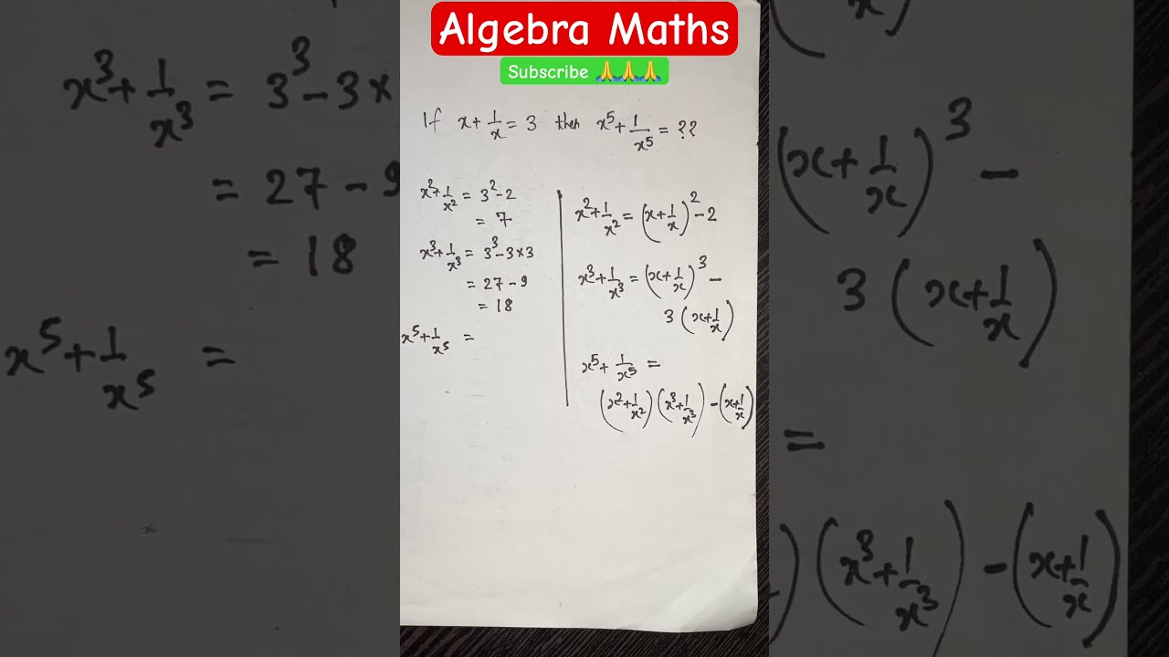 Algebra Maths If X 1 3 Then 5 Math