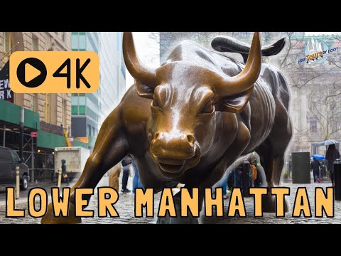 4K Walk of Wall Street + Lower Manhattan New York (with Captions + Surround Sound)