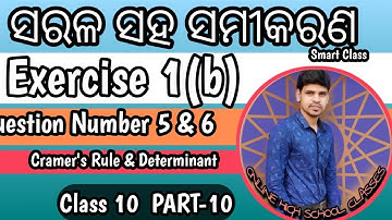 Simultaneous Equation Exercise 1b ||Question Number 5 and 6 ||ସରଳ ସହ ସମୀକରଣ Class 10 ||Cramers rule
