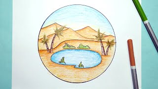 Easy Drawing Desert Oasis