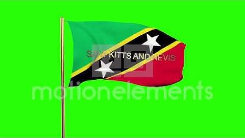 Saint Kitts And Nevis Flag With Title Waving In The Wind. Looping Sun Rises Styl Stock Animation