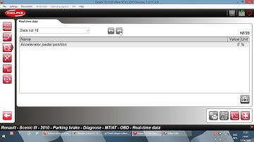 Delphi Ds150 - Renault Megane Scenic 3 - Parking Brake - Real Time Data