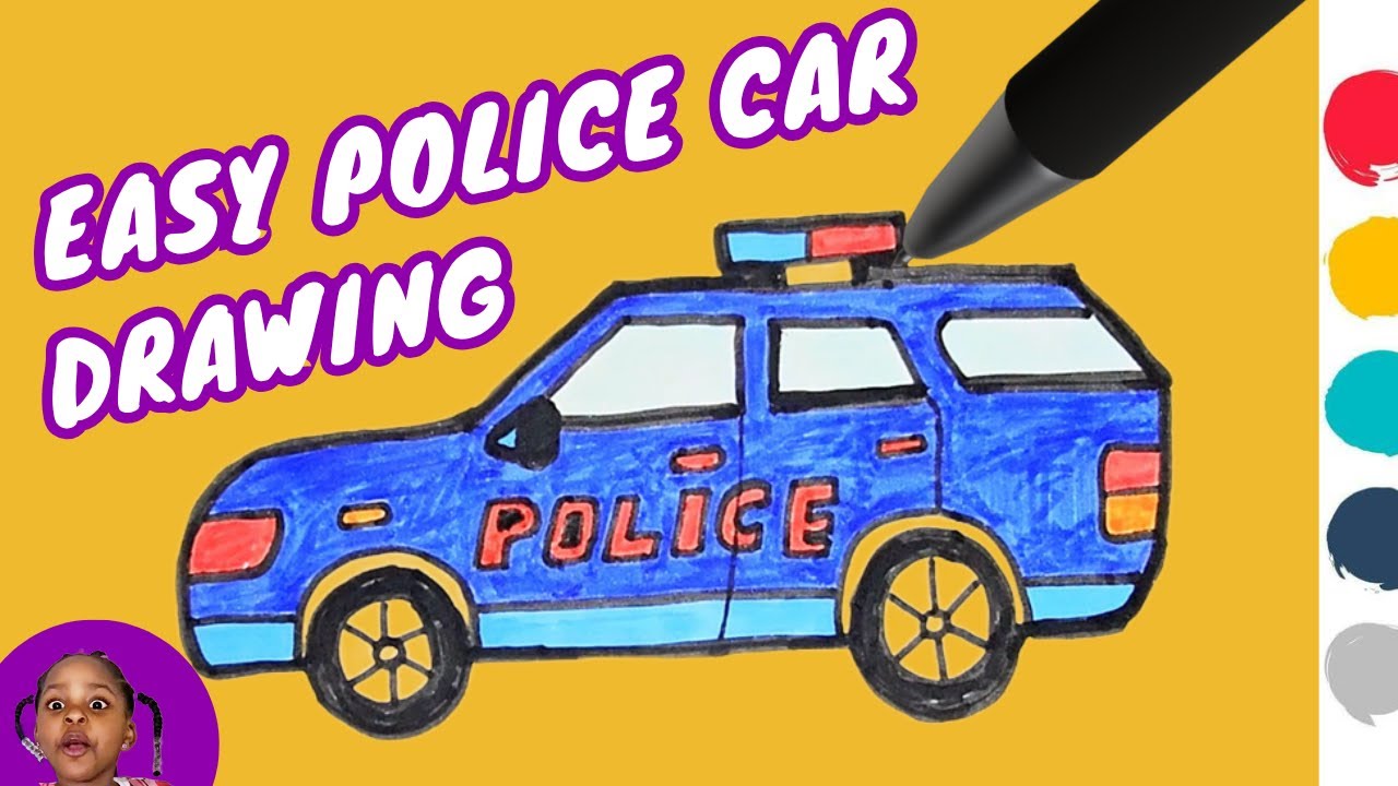 Как нарисовать машину - Рисуем полицейскую машину - Простой пошаговый рисунок для детей - Рисунок...