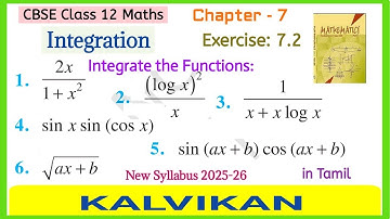 Cbse Class 12 Integration Chapter 7 Exercise 7.2 Q 1, 2, 3, 4, 5 and 6 in Tamil by Kalvikan
