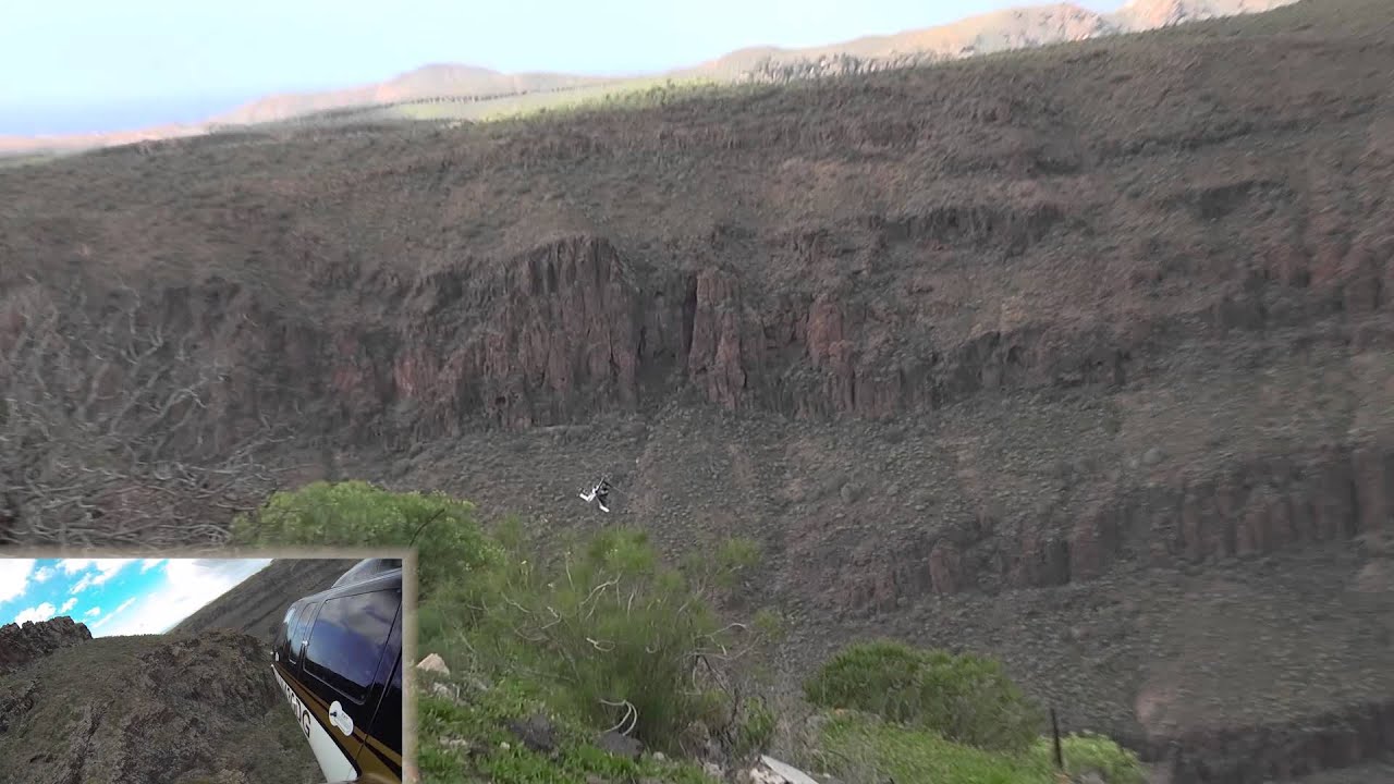 Heli-Camp 2014: Stefan Reusch Bell 430 - Fataga Aussichtsplattform Bild in Bild mit OnBoard