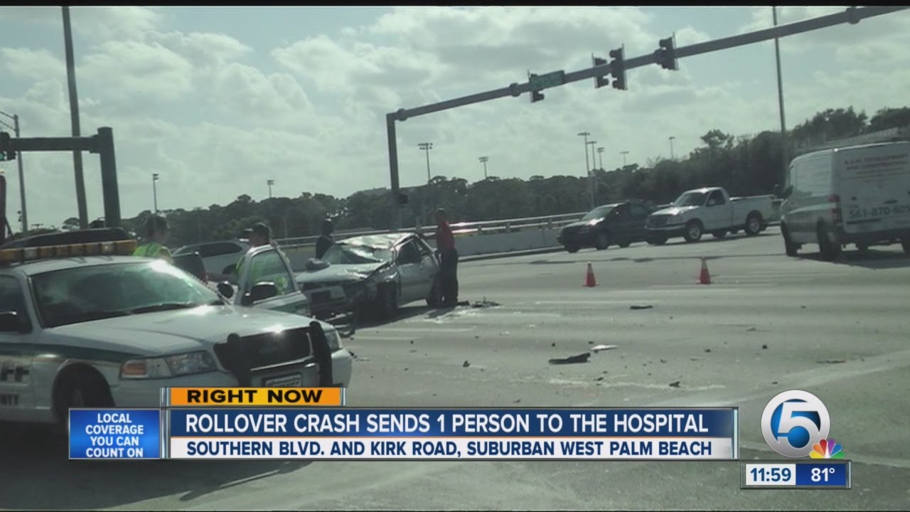 Rollover crash sends 1 person to hospital - YouTube
