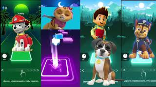 Paw Patrol Mighty Pups Team Super Chase vs Super Rubble vs Super Marshall vs Super Skye Tiles Hop