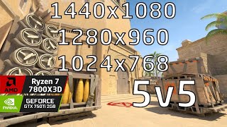 GTX 750Ti | CS2 Mirage 5v5 | Lowest settings | 1440x1080, 1280x960, 1024x768