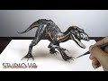 ジュラシックワールド インドラプトルを描いてみた。 イラスト メイキング Drawing studio 118