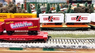 Long Piggyback Flat Car Train -Rare Tyco Trailers HO Scale