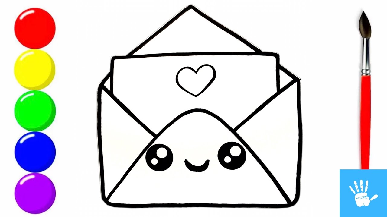 How To Draw Envelope and Letter for Children | Easy and Cute Drawings ...