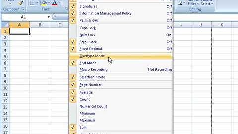 Customize the Status Bar in Excel 2007