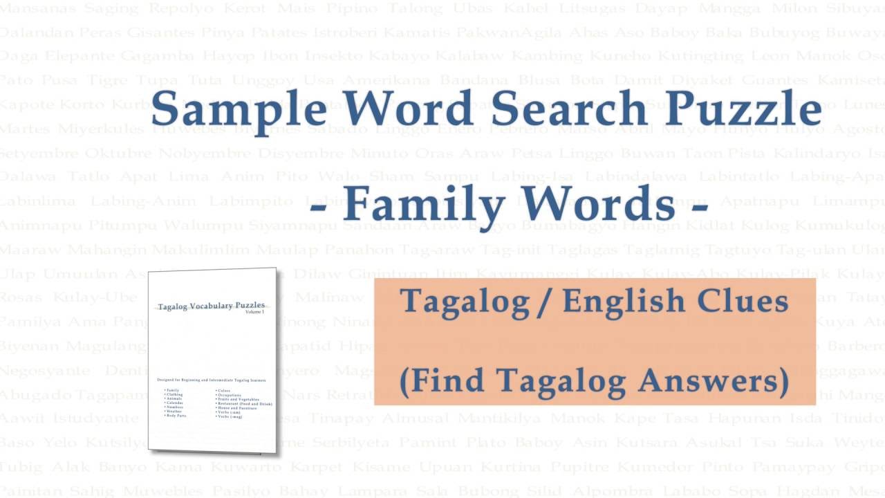 sample tagalog word search puzzle family vocabulary youtube