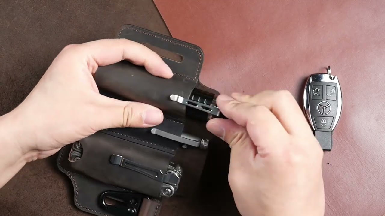 VIPERADE PJ29 Multitool Sheath for Belt, Leather EDC Pocket Organizer for Men, EDC Leather Sheath