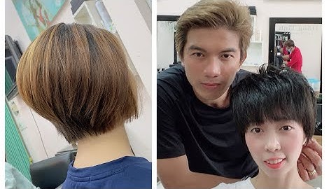 Cách cắt tóc ngắn tém mái chéo và tém mái vòng cung | hùng đông tinh