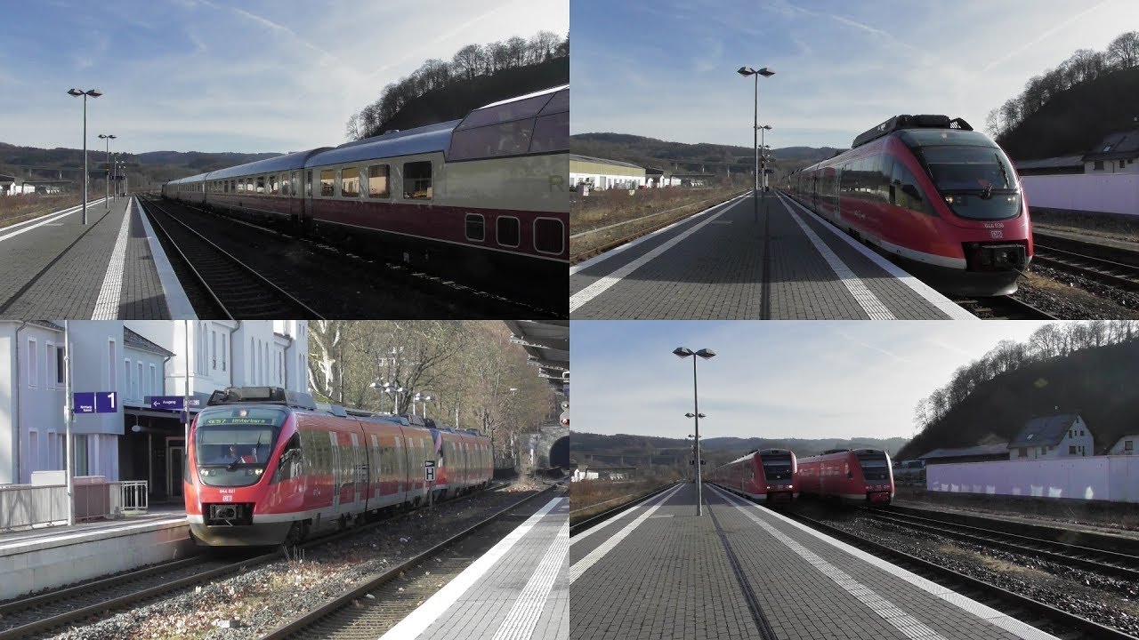 Bahnverkehr im Bahnhof Arnsberg(Westf) mit Br 218 + Rheingold, Br 612 und 644