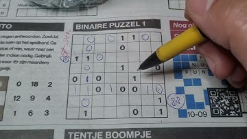 Tuesday. Bonus Extra edition. (#9250) Binary01 Sudoku puzzle.  09-10-2024 Extra part 3 of 4