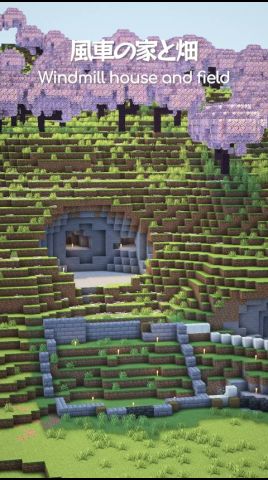 風車の家と畑 #minecraft #マイクラ建築 #マイクラ #shorts