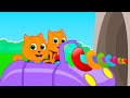 Cats Family in English - Miner&#39;s Drill Machine Cartoon for Kids