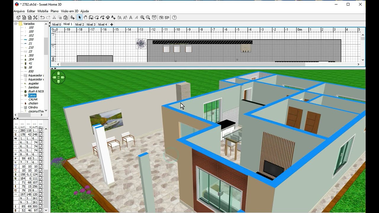 Sweet home 3d - ajustando a altura da casa - elevacao dos niveis