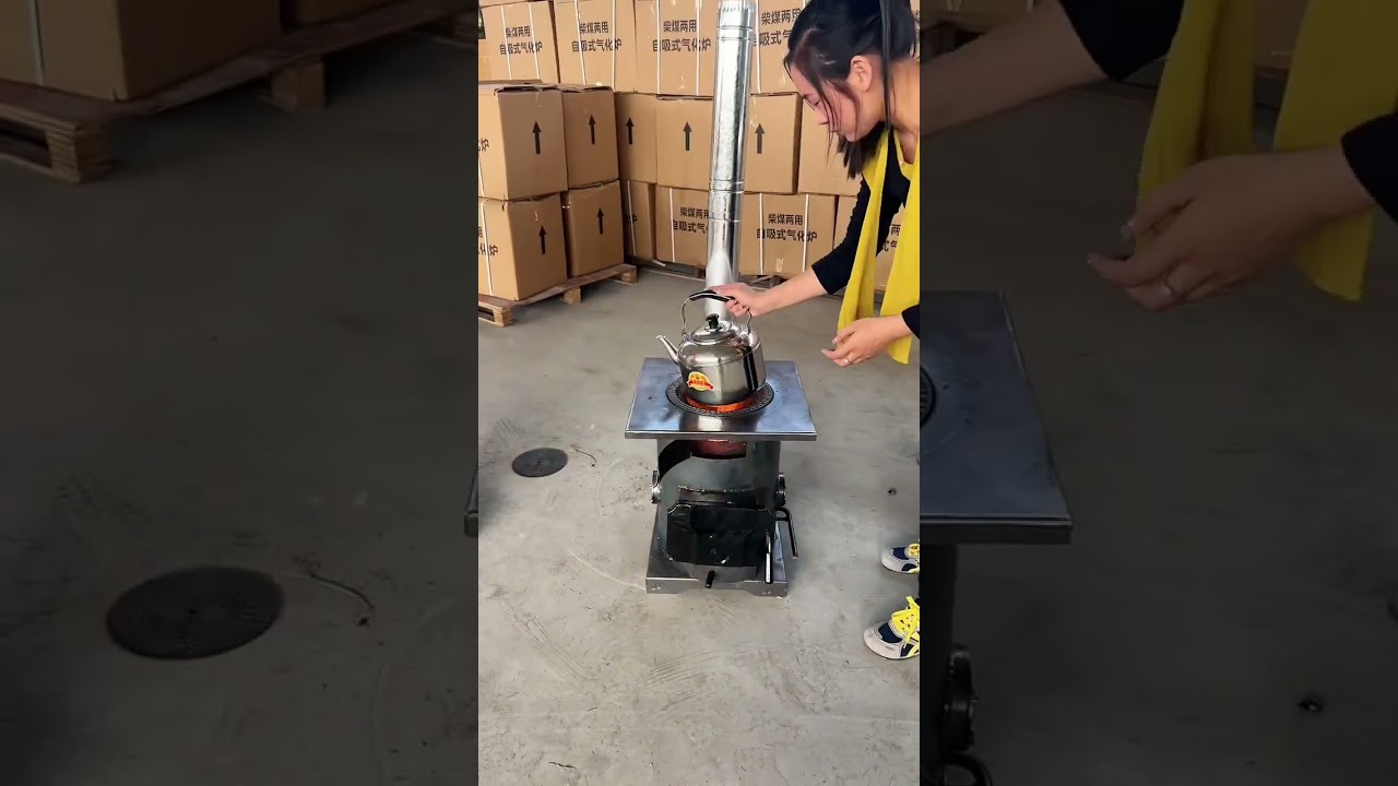 Heating Artifact Rural Heating Coal-Firewood Gasifier Burning Wood stove without smoke.